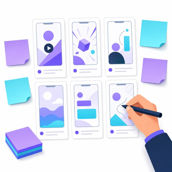 Illustration of the planning phase: building out storyboards and scripts
