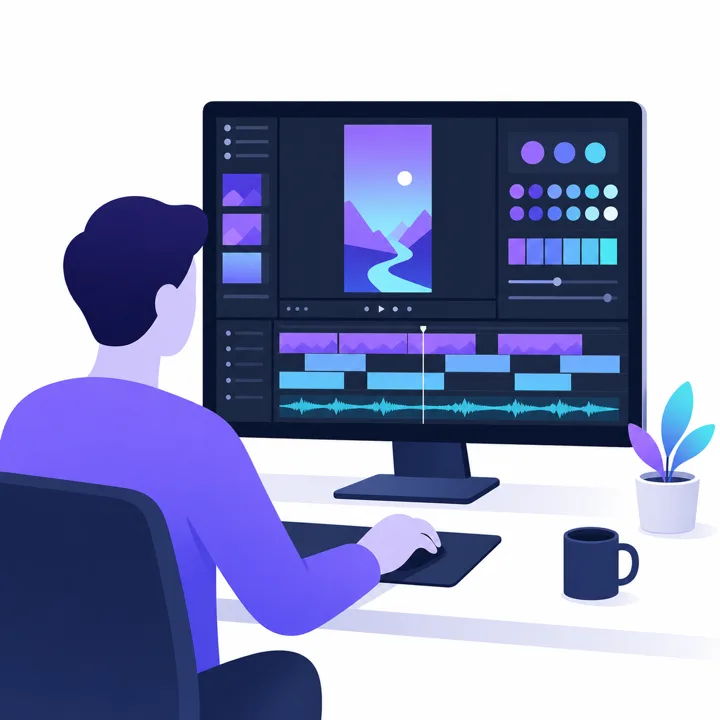 Illustration of the editing phase: producing captions and thumbnails